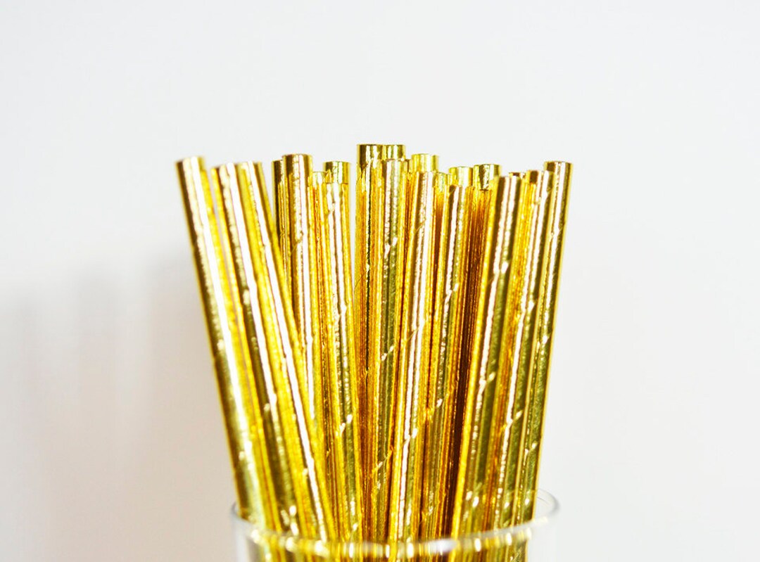 Gold Paper Straws, Gold Party Straws, Drinking Straws, Gold Wedding