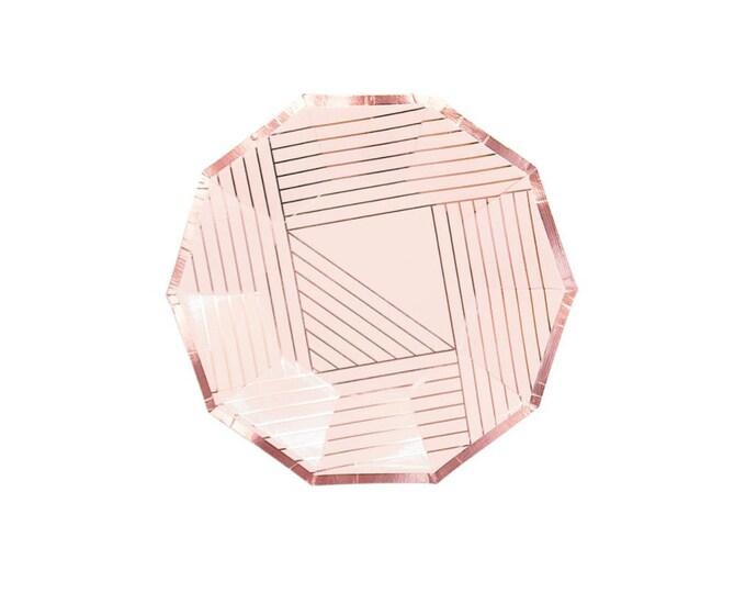 Pink and Rose Gold Party Plates Small Paper Plates Modern Etsy