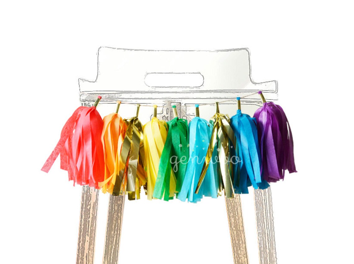 Gold Rainbow High Chair Garland First Birthday Party High Etsy