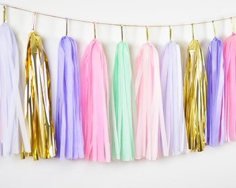 Assembled Unicorn Tassel Garland, Pastel Party Decor