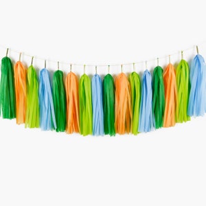 ASSEMBLED Dinosaur Tassel Garland, Boy Dinosaur Birthday Party, Dinosaur Party Banner, TRex Party, Three Rex Birthday, Third Birthday Party