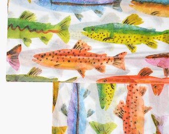 Watercolor Fish Tissue Paper, Animal Pattern Tissue Paper, Fish Lover Gift Wrapping, Christmas Wrap Paper, Holiday Paper, Craft Supplies