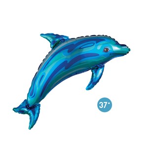 Ocean Blue Dolphin Foil Balloon 37-inch, Summer Pool Party , Kids Birthday, Ocean Theme Party, Baby Shower, Animal Balloon, Beach Party