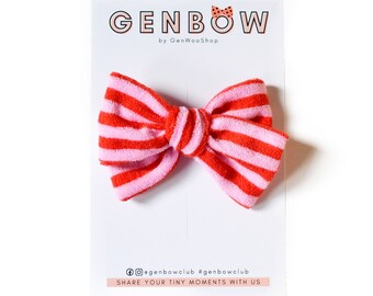 Sweet Holiday Jumbo Bow Hair Clip, Christmas Hair Bow, Christmas Gift for Little Girl, Holiday Photo Prop, Handmade Girls Bow, Red Pink Bow