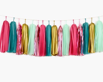 Jewel PartyTassel Garland ASSEMBLED , Aladdin Party Decor, She is a Gem Birthday, Bridal Shower, Girls Spa Party, Glamping Party