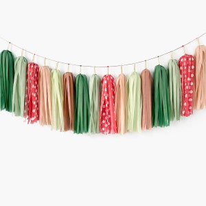 Mushroom Forest Tassel Garland ASSEMBLED - Woodland Birthday - Fairy Garden Party Decorations - Enchanted Party Backdrop Supplies
