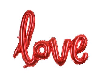 Red LOVE Script Balloon, Valentine's Day Party, Love Balloon, Engagement Party, Engagement Photo Prop, Balloon Banner, Letter Balloon