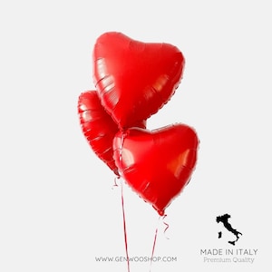 Red Heart Mylar Balloon Bouquet - Valentine&#39;s Day Birthday Party Decoration - Galentine&#39;s Day Balloon Bundle - Love Engagement Balloons Set