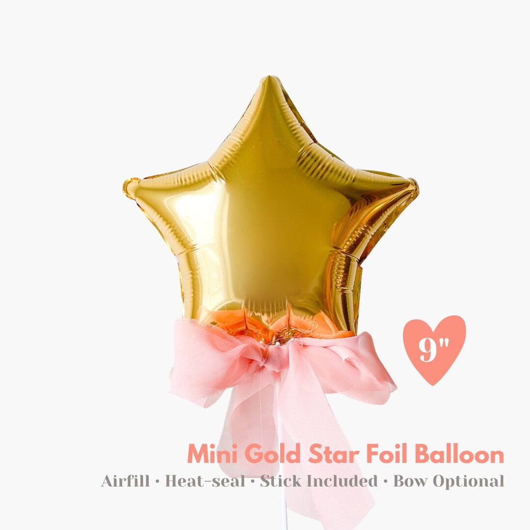 Mini Gold Star Foil Balloon With Bow - Airfill Heat-sealing, Kid ...