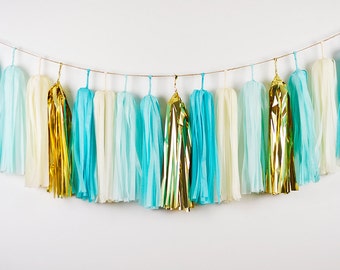 Baby Boy Tassel Garland, Boy Cake Smash, Baby Boy Nursery Garland, Baby Shower, First Birthday, Blue Tassel Garland, Blue Gold Banner