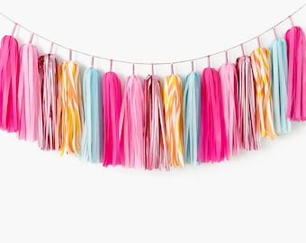 Dollhouse Delight Tassel Garland ASSEMBLED, Malibu Beach Girls Party, Dolls Toy Inspired, Birthday Banner Bunting, Girl Summer Pool Party