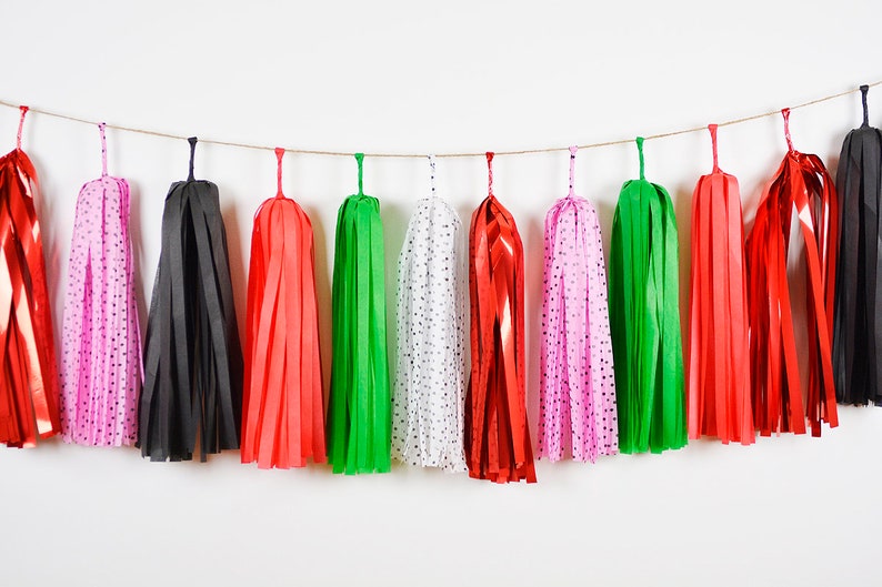 ASSEMBLED Strawberry Picnic Tassel Garland Summer Watermelon Etsy