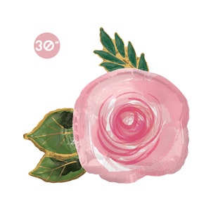 Bright Pink Flower Foil Balloon 30-inch, Spring Flower Garden Party, Princess Flower Party Decorations Summer Birthday Bridal Shower