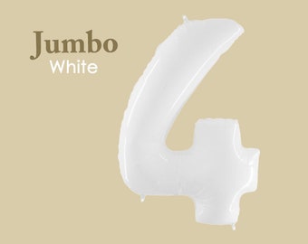White Number 4 Balloon, 4th Birthday Balloon, Forth Birthday, Jumbo 4 Balloon, Big Number, Giant Number Balloon, 4th Anniversary Decor