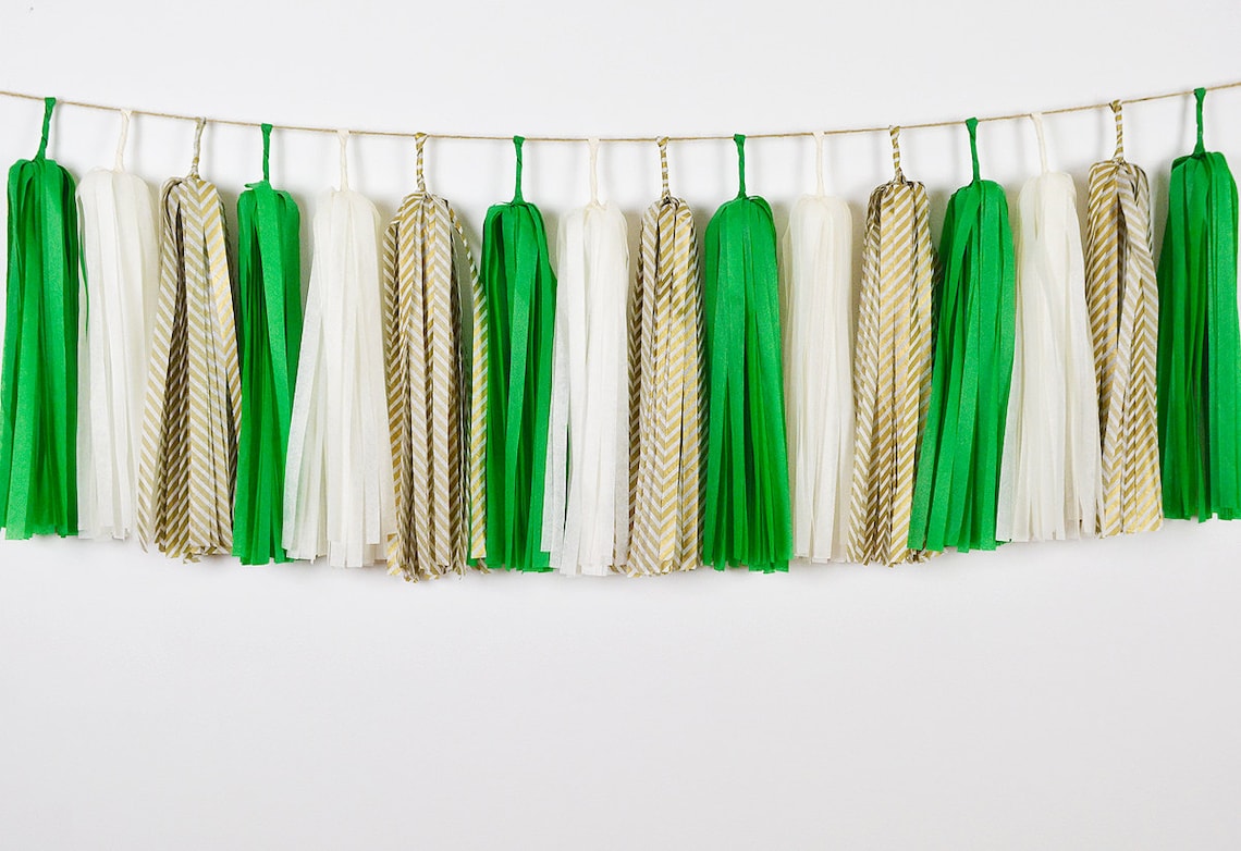 ASSEMBLED Green Gold Tassel Garland St Patrick's Day Etsy