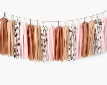 Pink Puppy Paws Tassel Garland ASSEMBLED, Girls Dog Theme Birthday Pawty Decoration Banner Bunting, Dog Cat Pet Birthday Party Supplies
