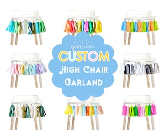 Custom High Chair Garland, First Birthday Cake Smash Photo Prop, Create Your Own, Design Your Own, Pick Your Colors, Custom Highchair Banner