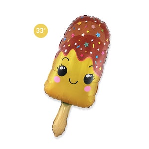 Cute Yellow Popsicle Foil Balloon 33-inch, Summer Pool Party Decor, Kids Summer Birthday, Ice Cream Party, Baby Shower, Food Balloon