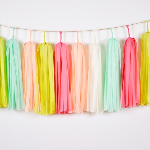 Spring Village Tassel Garland, Summer Picnic Party, Girl Baby Shower, Princess Birthday, Flower Garden Tea Party Paper Banner, Bridal Shower