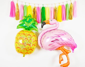 Flamingo Pineapple Party Kit, Aloha Party-Hawaiian Decor-Pineapple Flamingo Balloon-Tassel Garland-Bachelorette-Bridal Shower-Baby Shower