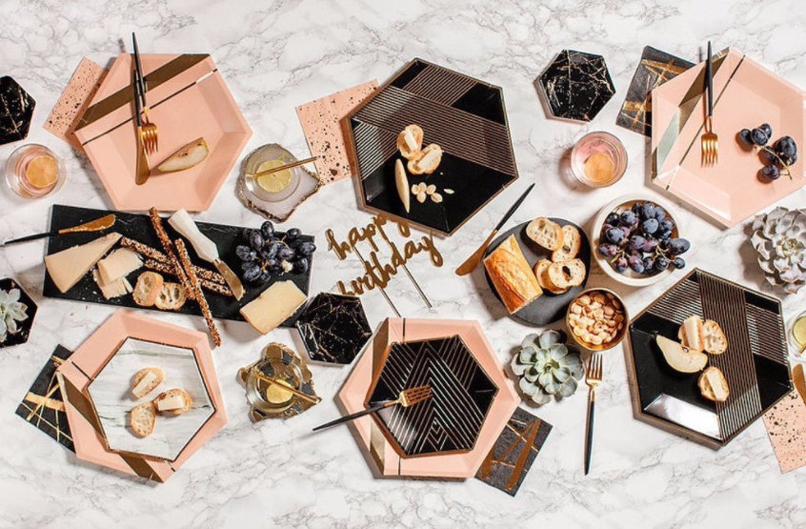 Black and Gold Striped Party Plates Large New Year Eve Party Etsy