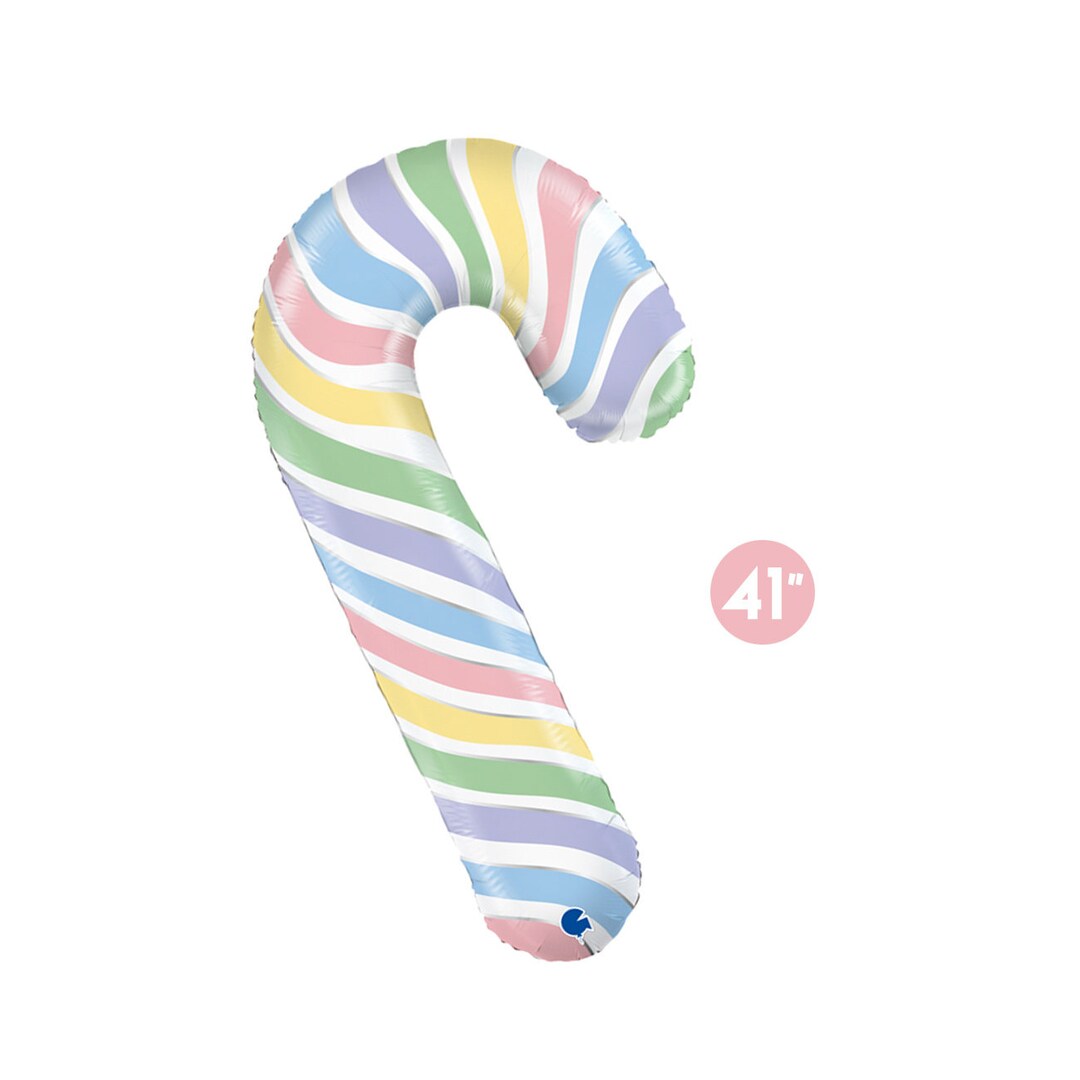 Pastel Candy Cane Foil Balloon 41, Pastel Christmas Party Balloon, Kids