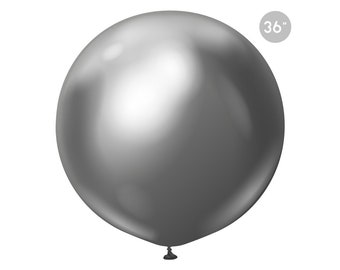 Jumbo Chrome Dark Gray Latex Balloon 36", New Year Party Decor, Bachelor Party Decor, Space Birthday Party Balloon, Superhero Party Balloon