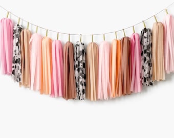 Moo Moo Cowgirl Tassel Garland Assembled, Let's Go Girl, Nashville Bachelorette, Nash Bash, First Rodeo, Last Rodeo, Barnyard Birthday Party