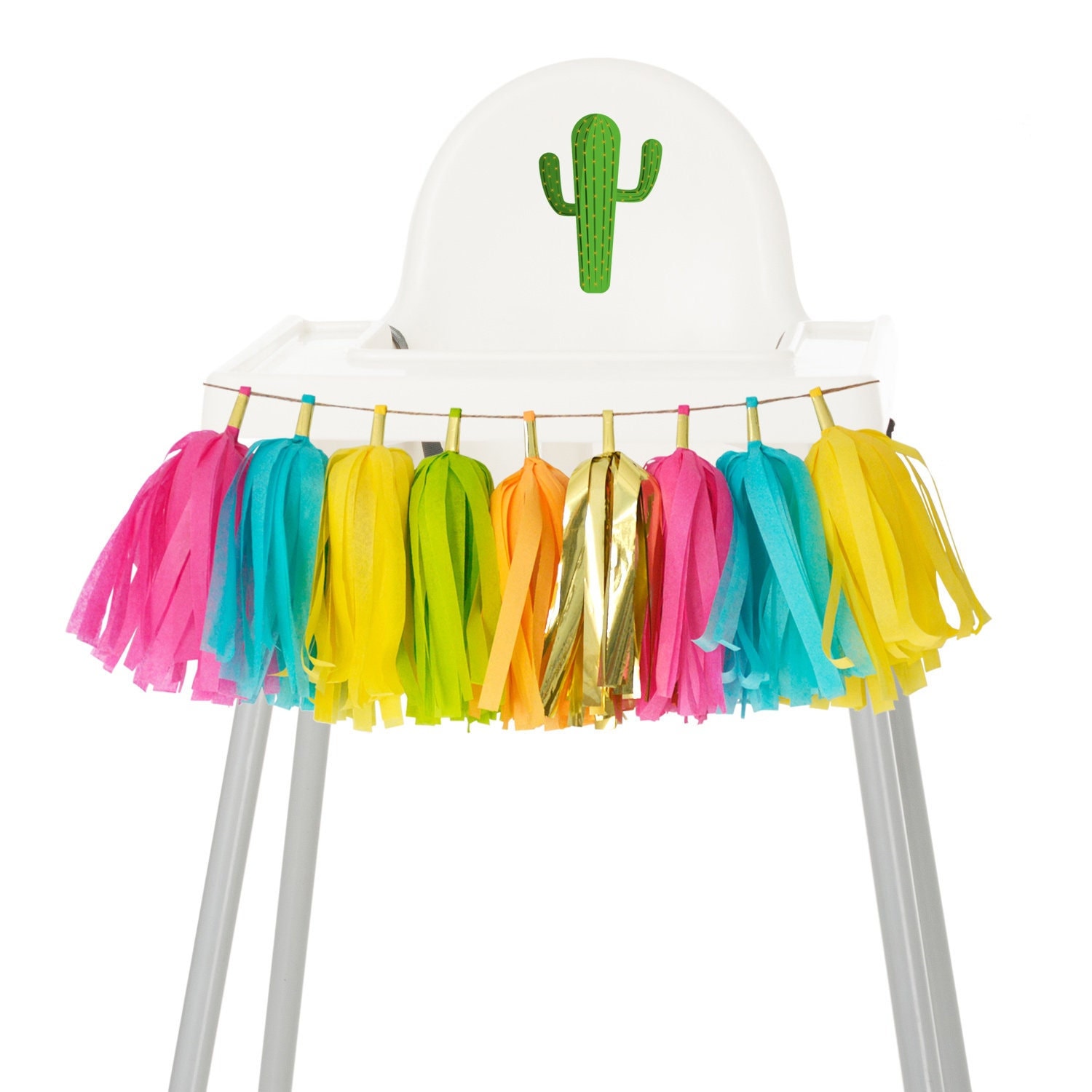 Fiesta High Chair Garland Tropical Birthday Party Flamingo Party Decor Cactus Party Decor First Birthday Cake Smash High