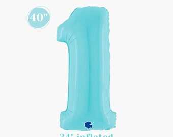 40" Jumbo Blue Number 1 Balloon, Baby Boy Birthday Balloon, First Birthday, Cake Smash, Blue First Birthday Balloon, Blue Cake Smash