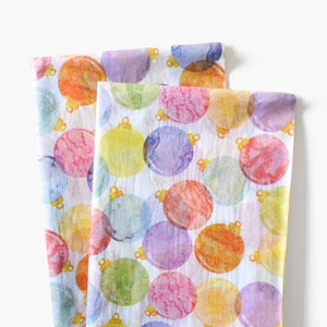 Colorful Watercolor Christmas Ornaments Tissue Paper, Modern Christmas Gift Wrapping Paper, Whimsical Holiday Gift Wrap, DIY Craft Supplies