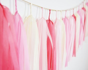 Island Blush Tassel Garland, Pink Tassel Banner, Pink Wedding, Coral Tassel Garland, Pink Backdrop, Pink Nursery Garland, Baby Girl Shower