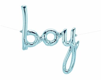 Pastel Blue BOY Script Balloon, Baby Blue Balloon, Baby Boy Shower, Blue Baby Shower Balloon, Baby Announcement, Letter Balloon Banner