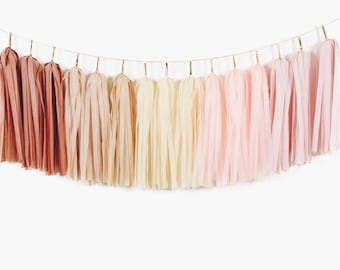 ASSEMBLED Blush Boho Rainbow Tassel Garland, Boho Girl Nursery Decoration, Bohemian Kids Decoration, Blush Birthday Party, Bridal Shower