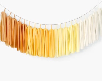 Ombre Yellow Tassel Garland - Sunshine Birthday - First Trip Around the Sun 1st Birthday Backdrop - Summer Lemon Party - Nursery Wall Decors