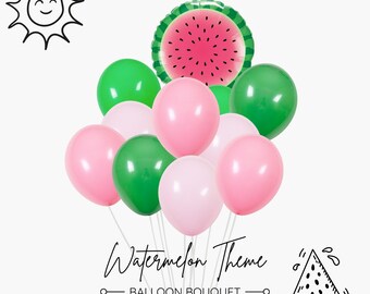 Watermelon Balloon Bouquet - Summer Birthday Party Decorations - Watermelon Party Supplies - One in a Melon Girl First Birthday Balloons