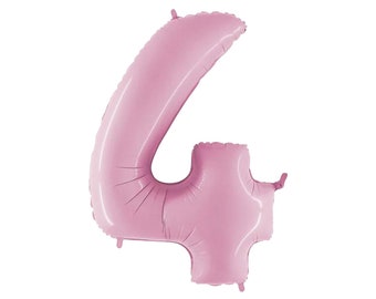40" Jumbo Pink Number 4 Balloon, Forth Birthday, Girl Birthday Balloon, Pink Number Balloon, 4th Birthday, Pink Princess Party Decor
