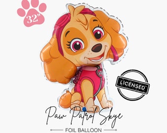 Ballon en aluminium métallique Skye de la Pat' Patrouille sous licence de 32 po. - Décorations de fête d'anniversaire pour fille La Pat' Patrouille - Thème populaire de fête d'enfants - Fête de dessin animé de chien à la mode