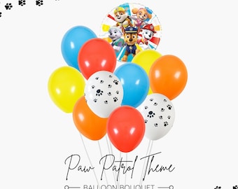 Latex Balloon Bouquet with Licensed Paw Patrol Foil Balloon - Dog Cartoon Theme Kids Birthday Party Decoration - Popular Kids Movie Theme