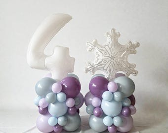 Winter Wonderland Balloon Tower Set - Snowflake Decoration - Let It Snow - Girl Winter Birthday Party - Frozen Inspired Theme