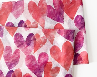 Watercolor Hearts Tissue Paper, Love Pattern Tissue Paper, Valentine's Day Gift Wrapping, Galentine Paper Card Making Scrapbooking Supplies