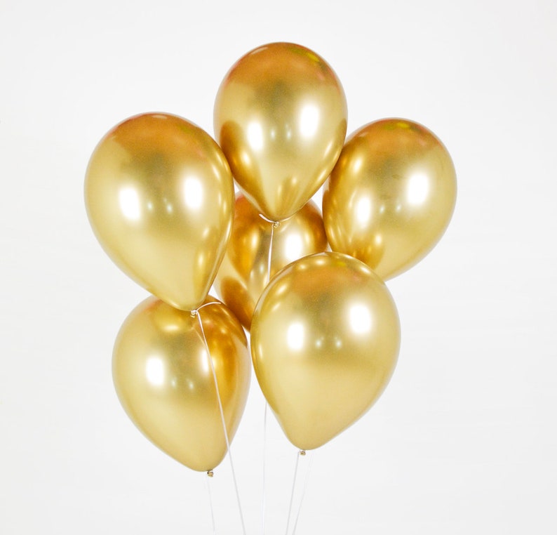 Gold Chrome Balloon, Chrome Balloons-Gold Balloons-Gold Balloon Bundle-Gold Party Balloon-Gold Latex Balloon-Gold Party Decor-Bridal Shower image 1