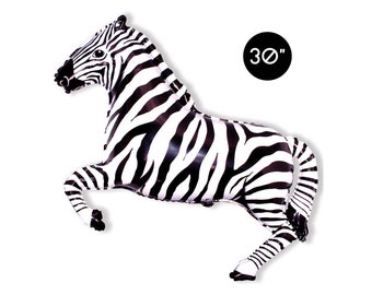 Jumbo Zebra Foil Balloon 30", Animal Party Decoration, Safari Party, Kids Birthday Party Balloon Bouquet, Wild One First Birthday