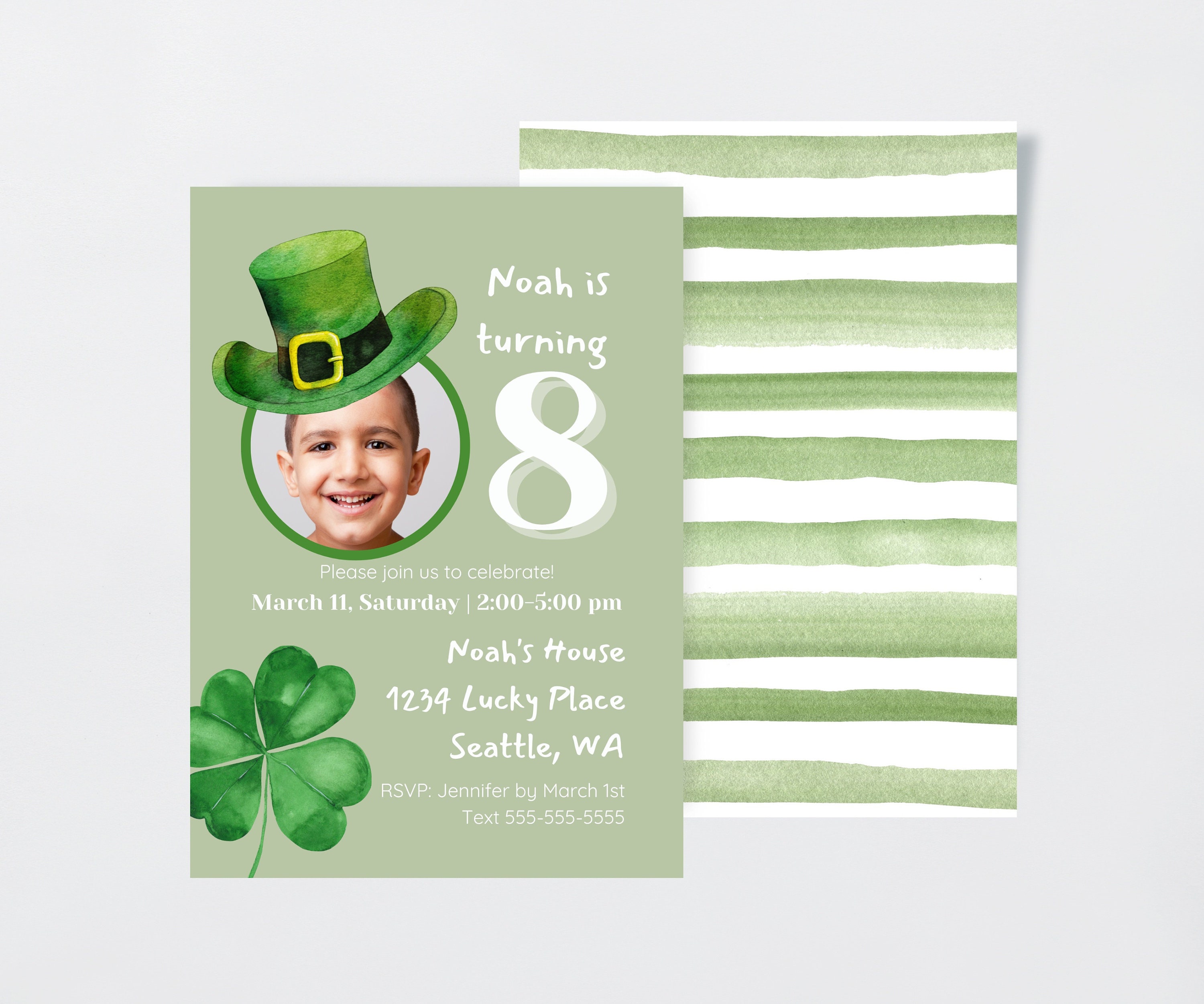 Invitación a la fiesta de cumpleaños de la foto del día de San Patricio  digital editable - fiesta de cumpleaños irlandesa del trébol de la suerte  del sombrero verde - DESCARGA INSTANTÁNEA IMPRIMIBLE - Etsy México, image size:3000x2501