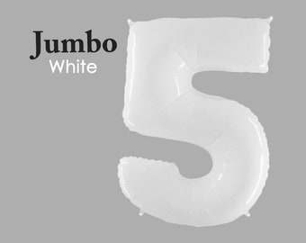 White Number 5 Balloon, 5th Birthday Balloon, Fifth Birthday, Jumbo 5 Balloon, Big Number, Giant Number Balloon, 5th Anniversary Decor