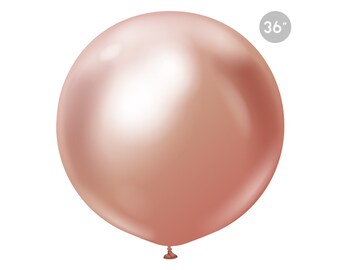 Jumbo Chrome Rose Gold Latex Balloon 36", Giant Birthday Balloon, Boho Bridal Shower Decor, Metallic Rose Gold Balloon, Baby Girl Shower