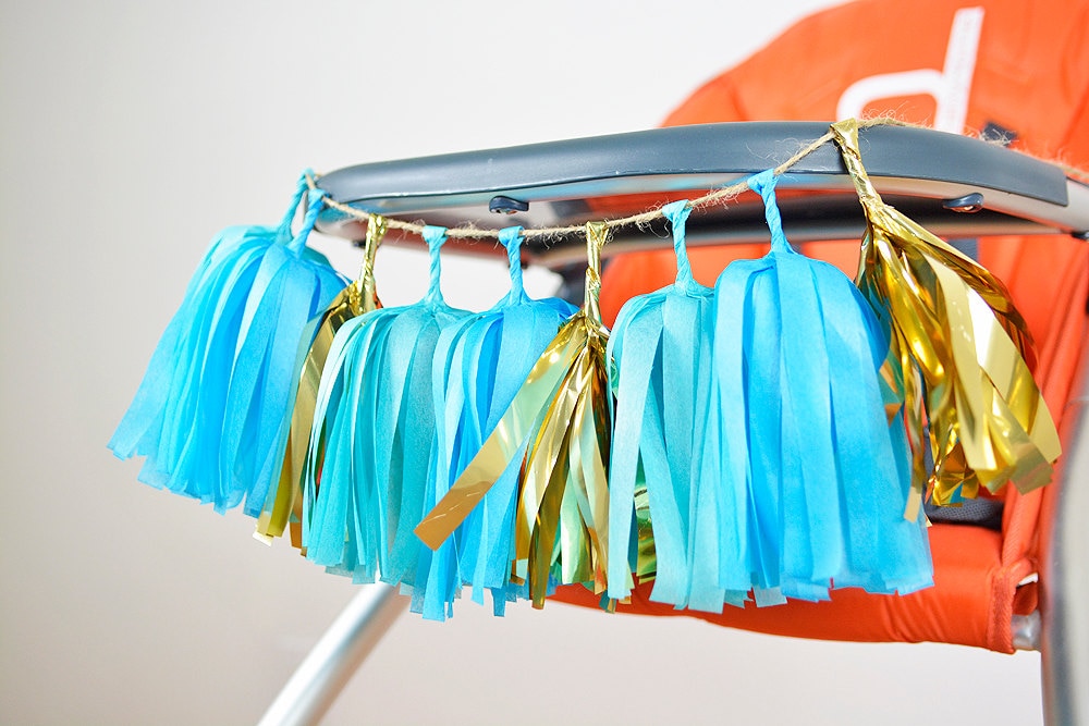 Blue Gold High Chair Tassel Garland Turquoise Garland Blue Etsy