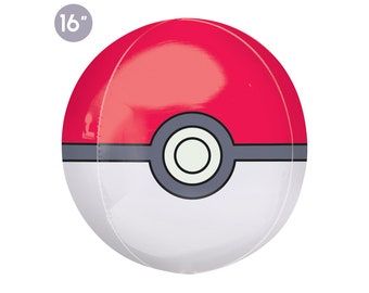 Licensed Pokeball Orbz Balloon 16-inch, Pokemon Birthday Party Supplies , Pokemon Party Decoration, Boys Birthday Party, Pokemon Balloon