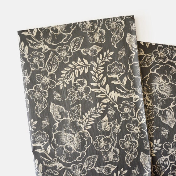 Luxury Black Floral Patterned Tissue Paper