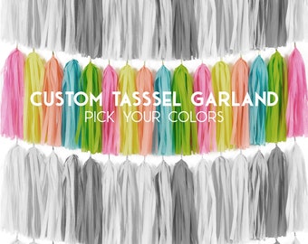 ASSEMBLED Custom Tassel Garland, Create Your Own, Choose Your Colors, Custom Wedding Decor, Baby Shower, Bridal Shower, Kids Birthday,